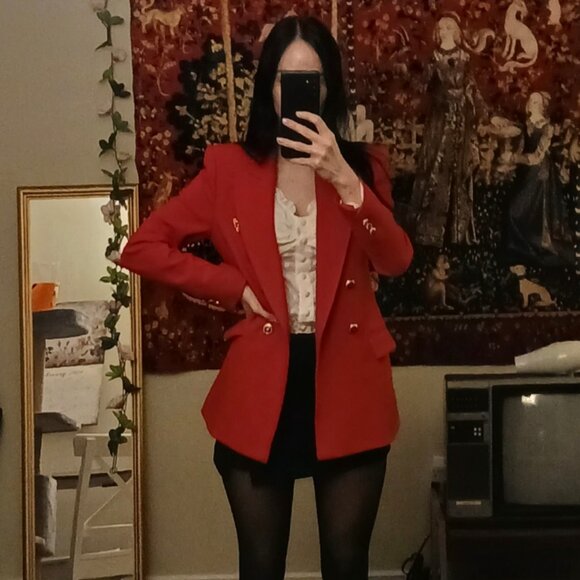 Red Zara Vintage Style 80s/90s Blazer - Picture 2 of 11